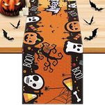 Nialnant Halloween Holiday Table Runner, 13 x 72 Inch Halloween Table Decor, Farmhouse Table Runners for Indoor Outdoor Family Dinner, Friends Party, Halloween Decorations with 12 Pack 3D Bats