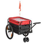 Aosom Bike Cargo Trailer & Wagon Cart, Multi-Use Garden Cart with Removable Box, 20'' Big Wheels, Reflectors, Hitch and Handle, Red