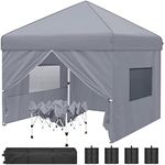 BOKIE Fully Waterproof Pop Up Event Shelter Gazebo with Side and Roller Bag, Canopy Pergola Marquee for Camping Outdoor Garden Party Festival All Seasons (Grey3m x 3m)