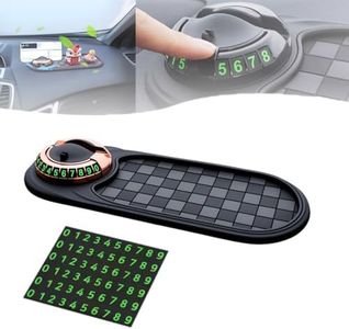 Multifunction Car Anti-Slip Mat with Auto Phone Holder, Rotatable Universal Non-Slip Car Dashboard Mat, Dashboard Mobile Phone Holder with Temporary Parking Number (F)