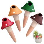 KBCSUN Self Watering Spikes Mushroom Shape, 4 Pack Plant Watering Globes Terracotta Auto-Drippers System for Indoor Outdoor, Gifts for Women Mom Kids