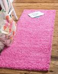 STONEMUNK® Fluffy Living Room Soft Touch Carpet Comfy Bedroom Anti Skid Drawing Kids Room, Kitchen, Bedside Runner - (Pink, 1.5x4 Feet)