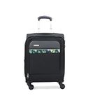 Aristocrat Commander 55Cms Premium Polyester with PVC Coating Softshell Sided Cabin Size 4 Wheels Small Black Inline Suitcase, Medium