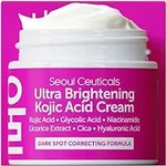 SeoulCeuticals Korean Kojic Acid Cream Dark Spot Remover + Glycolic Acid + Niacinamide + Cica + HA Moisturizer - Cruelty Free K Beauty Skincare 2oz
