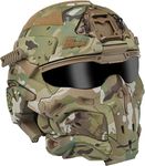 Tactical Paintball Helmet, Airsoft Fast Helmet, Built-In HD Headphones, Tactical Mask Goggles for Airsoft Paintball Outdoor Hunting E