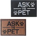 TXSN 2PCS Ask to Pet Patches, Hook & Loop Funny Patch Full Embroidery Badge for Dog Vest Harness and Caps Bags Vests Jackets Backpacks Uniforms