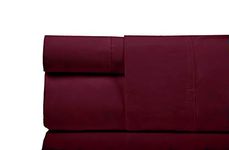 Minor Monkey Egyptian Cotton 1000 Thread Count 4 PC Solid Bed Sheet Set True Luxury Hotel Collection Fits Up to 17 Inches Deep Pocket (Queen, Burgundy)