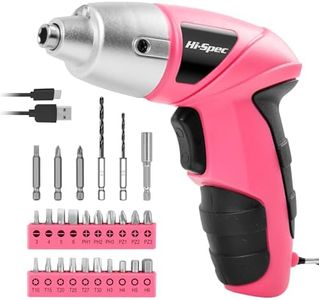 Hi-Spec Electric Screwdriver 27pc 3.6V Pink USB Small Power Screwdriver Set. Cordless Screwdriver & Rechargeable Screwdriver with Driver Bit Set