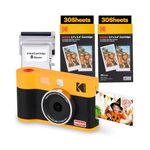 KODAK Mini Shot 2 ERA 4PASS 2-in-1 Instant Camera and Photo Printer (2.1x3.4) (Camera + 68 Sheets (8 Initial Sheets + 60 Sheets Pack), Yellow)