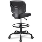 Primy Office Drafting Chair Armless, Tall Office Desk Chair Adjustable Height and Footring, Mid-Back Ergonomic Standing Desk Chair Mesh Rolling Tall Chair for Art Room, Office or Home(Black)