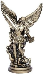 12.2in St Michael Archangel Statue San Miguel Arcangel Statue Saint Michael Defeating Satan Michael Angel Statue Collection Figurines st. Michael Bronze Sculpture Archangel Michael Statue(Bronze)