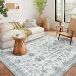 GAOMON Area Rug 9x12 Distressed Boho Rug Vintage Tribal Medallion Large Rug Non Slip Washable Rug Accent Rug for Living Room Dining Room Office, Grey