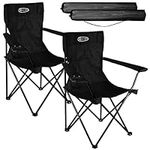 ACTIVE FOREVER Folding Camping Chairs Set of 2, Outdoor Portable Garden Folding Camp Chair with Cup Holder, Comfortable Beach Chair for Camping, Fishing, Parties, Barbecue - Black