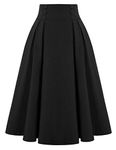 Belle Poque Plus Size Black Skirt with Pockets Plus Size A Line Skirt for Women,2XL