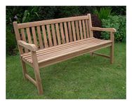 5ft 150cms Chunky Teak 3 Seat Garden Park Bench Java Garden Furniture For Your Patio 1.5m 1.5 metres