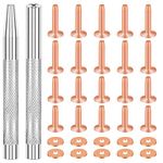 SelfTek 20Pack Copper Rivets and Burrs (14mm and 19mm) with 2Pcs Punch Rivet Tool for Belts, Bags, Collars, Leather-Crafting, Bracelets