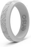 Enso Rings Etched Bevel Thin Silicone Wedding Ring - Comfortable and Flexible Design for Active Lifestyle - Misty Grey Peak, Size 5