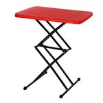 Supreme Furniture Scissor Foldable Rectangle Height Adjustable Plastic Table,Suitable for Study, Office, Work from Home,Living,Laptop, Bed, Indoor & Outdoor(Red)