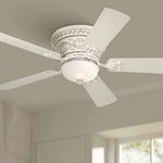 Casa Vieja 52" Ancestry Vintage Antique Country Cottage Indoor Ceiling Fan 5 Blade LED Light Remote Control French White Finish Blades Bedroom Living Room Kitchen Hugger Flush Mount Low Profile