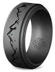 Knot Theory Mountain Silicone Ring for Men - Dark Silver Size 10, Breathable Comfort Fit 8mm Bandwidth