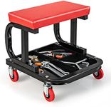 Costway Rolling Creeper, Garage/Shop Seat, Soft Padded Mechanic Seat with Tool Tray Storage, Rolling Creeper Seat with 4 Universal Casters, 150 kg Capacity