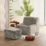 N&V CUBICUS Sofa, Single Seated Foam Sofa, Armless Floor Sofa, All New Hybrid Foam Design，with Matching Ottoman (Harbour Grey)