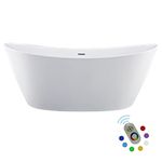 Empava 59 Inch Freestanding Bathtub Acrylic Adults Deep Soaking SPA Tub in White