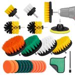 zhongko Drill Brushes for Cleaning, 24pcs Drill Brush Cleaning Brush Set Power Scrubber Attachment Kit for Cleaning Bathroom, Kitchen, Tub, Sink, Floor, Grout, Carpet, Wheel, Fits Most Drills