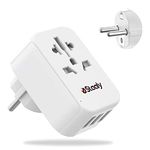 staaly US/AUS/UK to EU Travel Plug Adapter, 3 USB Ports, 2/3 pin to 2 pin Schuko Plug UK to European Plug Adapter, Fits to Type A, B, G, I, J, L for Appliances under 250 V|10A Fuse-(Type E/F)