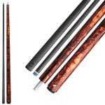 RHINO RETRO Pool Cue - Cocobolo - Wrapless - 3/8-8 Joint - 12.5mm Tip Diameter, 100% Carbon Fiber Shaft & Composite Butt with 3D Printing Technology, Pro taper