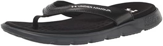 Under Armour Women's Ignite Marbella Flip Flop, (001) Black/Black/White, 10, US