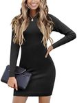 Beyove Womens Dress Long Sleeve Bodycon Sweaters Dress Slim Fit Knitted Mini Dress Fashion 2023 Trendy Black XL