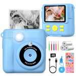 Kids Camera Instant Print, 16x Digital Zoom Kids Camera for Boys, 32GB Card, 3 Rolls Print Paper, Birthday Christmas Kids Toys Gifts 1080P Selfie Camera for Childrens Age 3-12