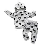 Toddler Infant Baby Boy Clothes Hoodie Bear Print Long Sleeve Top Pants Outfit Set 9-12 Months Grey