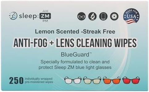 BlueGuard™ Pre-Moistened Eyeglass Wipes – 250 Count by Sleep ZM – Anti-Fog + Cleaning Wipes for Blue Light Glasses, Screens, Sunglasses & AR Coated Lenses – Individually Wrapped