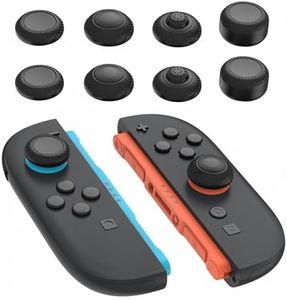 PlayVital 8-in-1 Pro Thumb Grips for Nintendo Switch 2 | 4 Heights(5-10mm) Joystick Caps for FPS/RPG | Ergonomic Design Silicone Thumbstick Cover Accessories for Joycon 2, Black (8-Pack)​