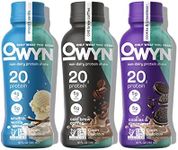 OWYN Only What You Need Plant Based Protein Shake, 20g Vegan Protein from Organic Pumpkin seed, Flax, Pea Blend, Prebiotic supplement, Gluten & Soy-Free (Vanilla Variety Pack, 12 Pack)