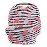 Itzy Ritzy 4-in-1 Nursing Cover, Car Seat Cover, Shopping Cart Cover and Infinity Scarf & Breathable, Multi-Use Mom Boss Breastfeeding Cover, Car Seat Canopy, Cart Cover and Scarf, Floral Stripe