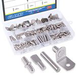 Glarks 120-Pieces 4 Styles Shelf Bracket Pegs Cabinet Furniture Shelf Pins Support Nickel Plated - Silver