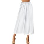 Jadive Women's Satin Half Slip Lace Long Underskirt Skirt Slip Long Slips for Dresses Lingerie Long Skirt(White,XXL)