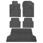 Motor Trend BB210-B3 Performance Plus Rubber Car Floor Mats & Cargo Weather Liners 5pc Set (Black)