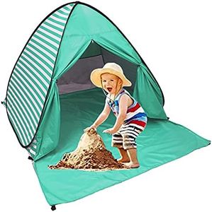 Pop Up Beach Tent Shade Sun Shelter UPF 50+ Canopy Cabana 2-3 Person for Adults Baby Kids Outdoor Activities Camping Fishing Hiking Picnic Touring (Lake Green Stripes)