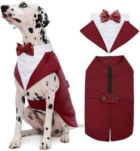 Kuoser Dog Tuxedo Dog Suit and Bandana Set, Dogs Tuxedo Wedding Party Suit, Doggy Prince Bow Tie Shirt Formal Pet Wedding Attire for Large Medium and Small Dogs Golden Retriever Samo Bulldogs