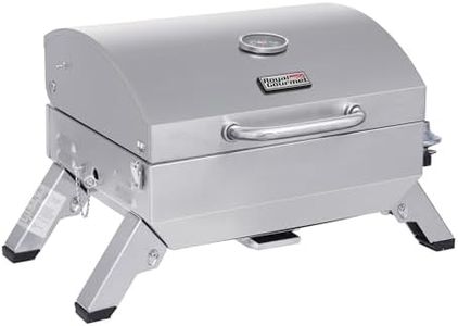 Royal Gourmet GT1001 Stainless Steel Portable Grill, 10000 BTU BBQ Tabletop Gas Grill with Folding Legs and Lockable Lid, Outdoor Camping, Deck and Tailgating, Silver