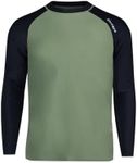 SURFEASY Men's Long Sleeve Rash Vest Swim Shirt, UPF 50+ Sun Protection Quick Dry Surf Swimming Fishing Hiking Shirts T-Shirt(Green/Black,L)