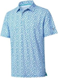 Golf Shirts for Men Dry Fit Short Sleeve Print Performance Moisture Wicking Polo Shirt