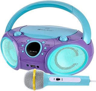 SingingWood NP030AB-CV Portable Karaoke System, Portable CD Player Boombox with Wireless for Home AM FM Stereo Radio, Headphone Jack, Portable Karaoke Supported AC or Battery Powered - Violet