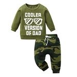 Awxoder Baby Boy Clothes Outfits Set Long Sleeve Letter Printed Tops + Pants 2Pcs Infant Boy Clothing, Green, 3-6 Months(60)