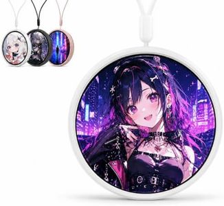 GAGUUSU Electronic Pin Badge Pin or Necklace, 1.85" Touchscreen Photos, GIFs & videos(White)