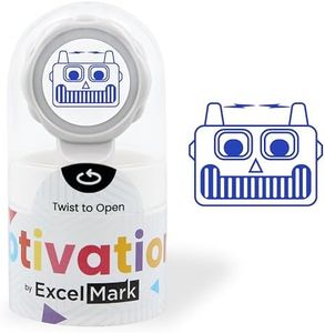 ExcelMark Teacher Stamps for Classroom – Choose from 5 Colors (Robot Smiley Face)